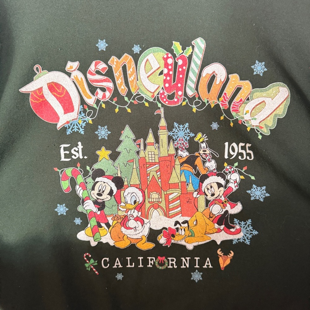 Disneyland Holiday Sweatshirt Mickey & Friends Castle Graphic – Size Large